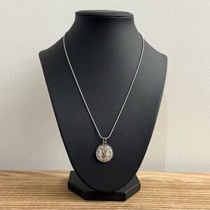 Upcycled Louis Vuitton Silver Pendant on 18 inch Necklace chain